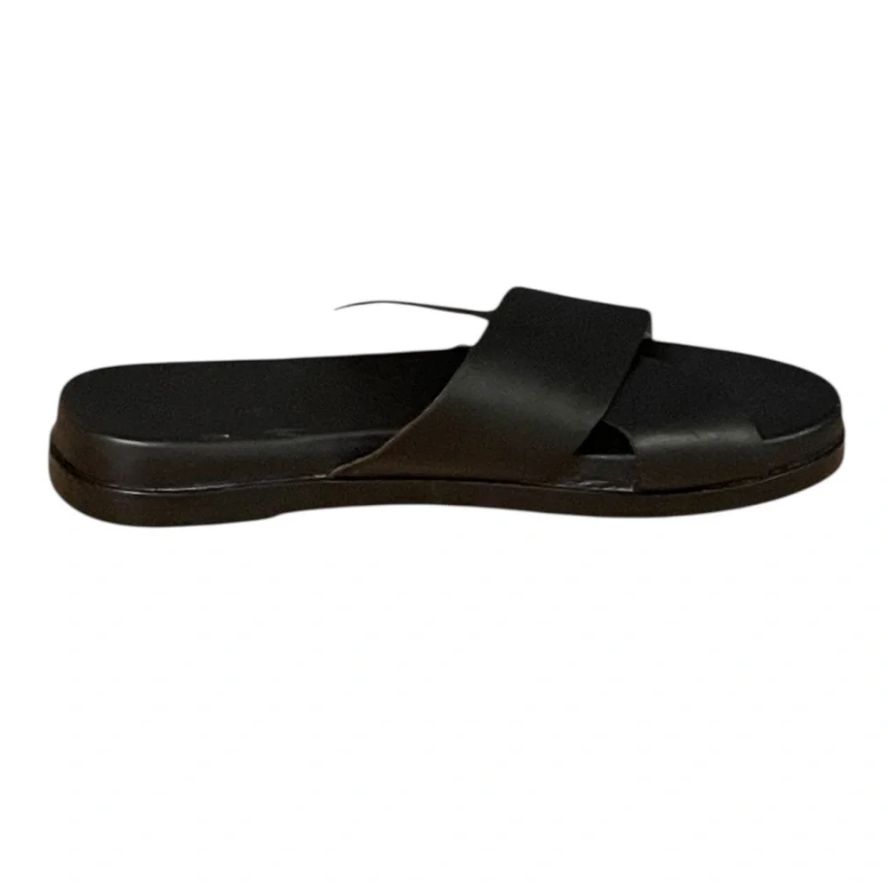 Madewell Louisa Fam Black Leather Slides Shoes Style ND954 - Picture 7 of 9